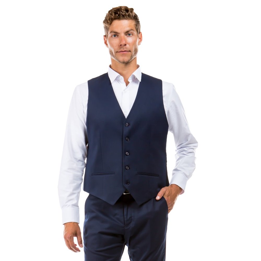 ZeGarie Tailored Fit Suit Separates Vest, Navy (Tailored to Move and Flex)